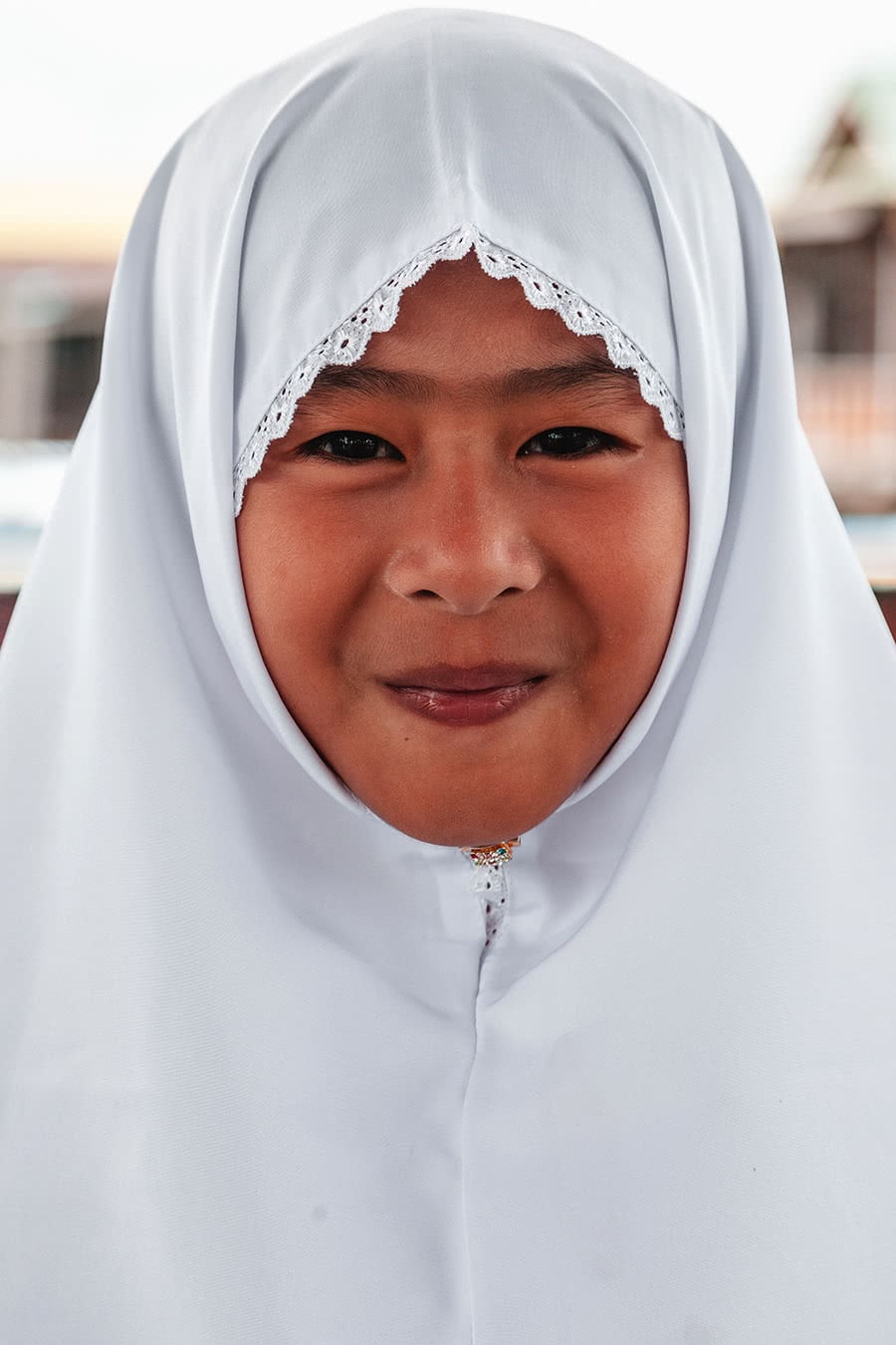 Student in Bandar Seri Begawan, Brunei wearing a muslim headscarf.