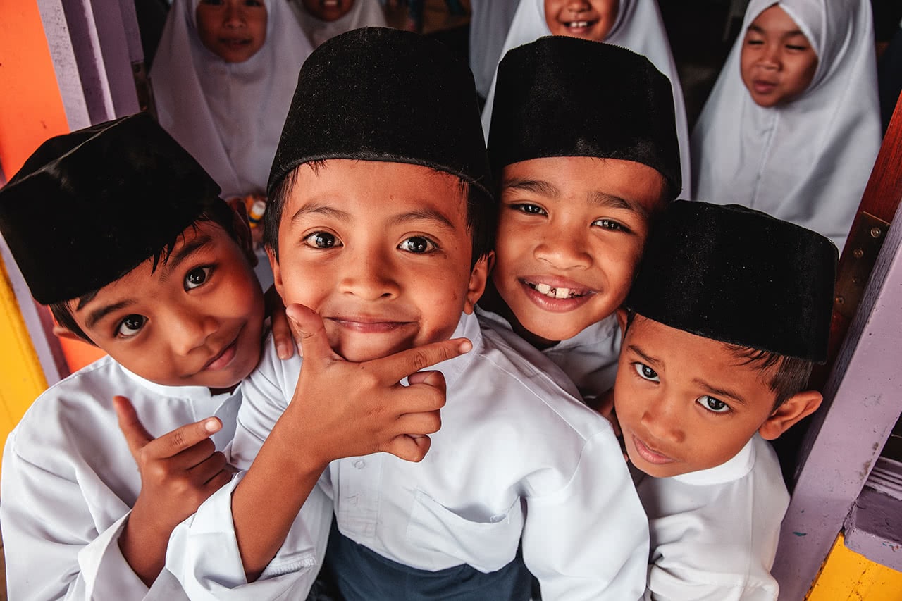 Students in a school at Kampong Ayer Water Village in Bandar Seri Begawan, Brunei.