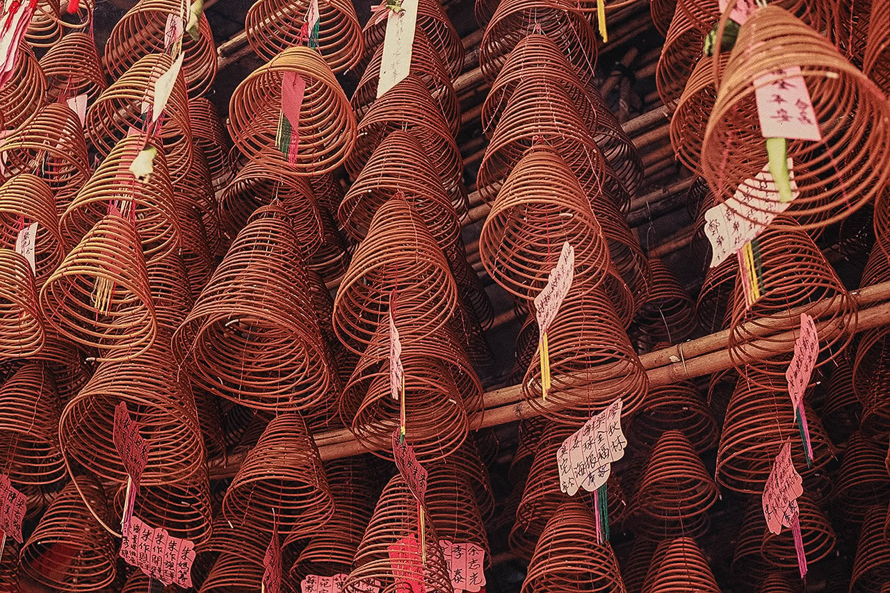 Incense coils at a temple in Hong Kong.