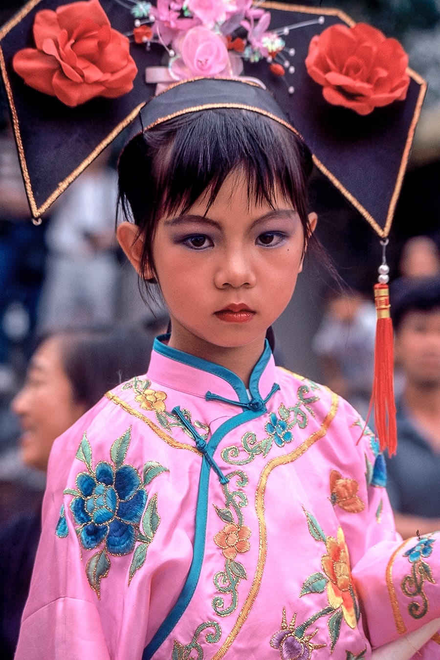 Children dressed in costume at the Bun Festival in Cheung Chau, Hong Kong.