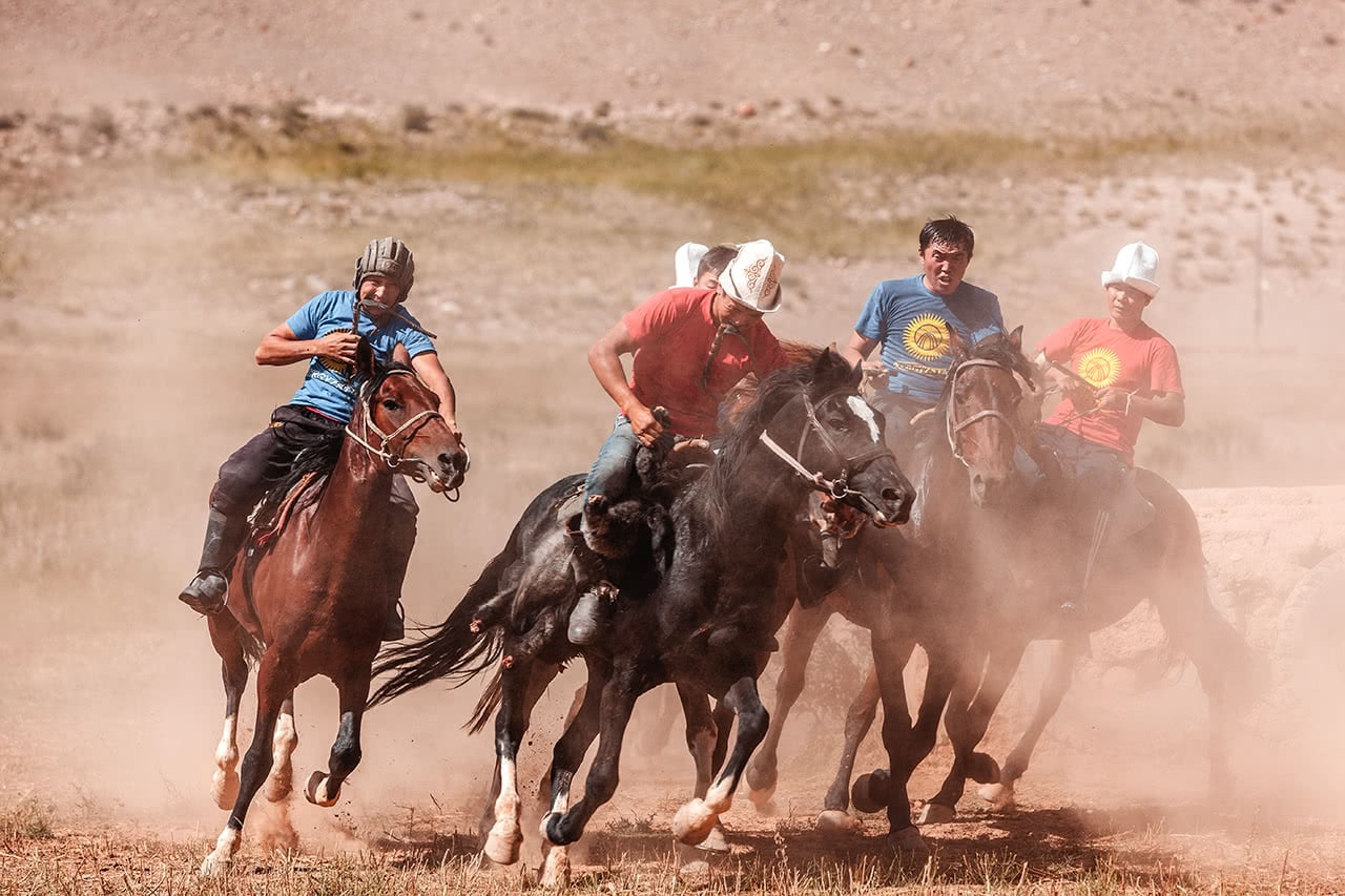 Buzkashi, also known locally as Ulak Tartysh match in Kyrgyzstan.