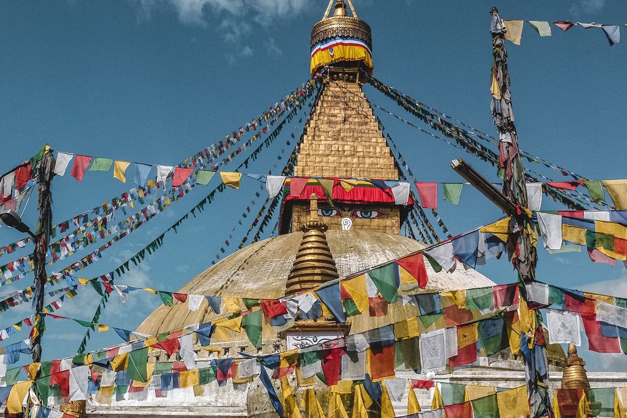 Boudhanath stupa in Kathmandu, Nepal.