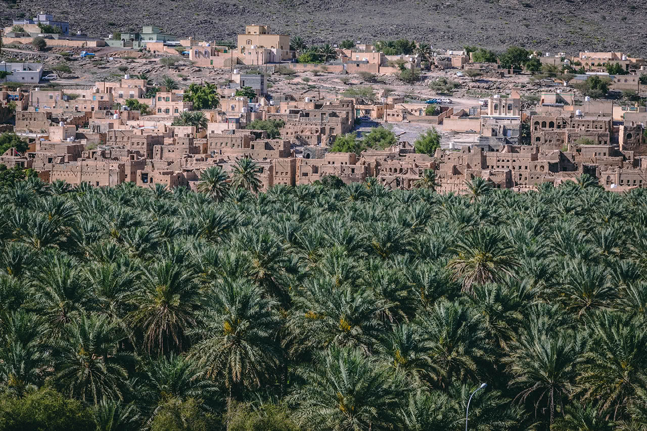 View of date farms in Al Hamra, Oman.