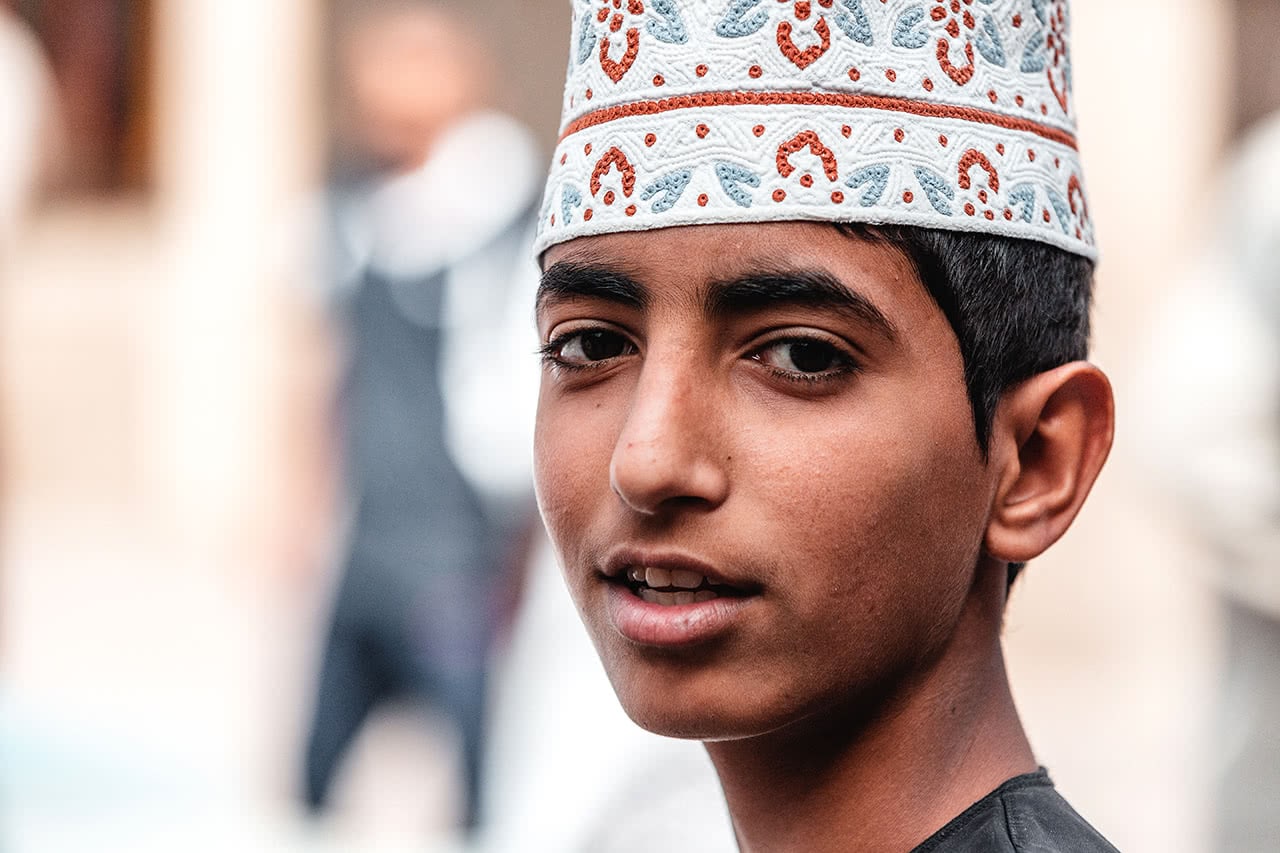 An Omani boy at the Nizwa Cattle Market.