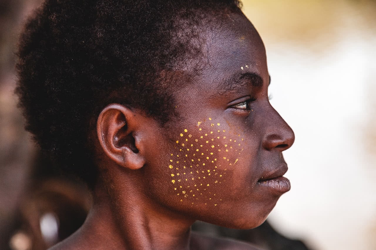 Portrait of a girl from the Yokoim tribe in Kundiman village, Karawari river, Papua New Guinea.