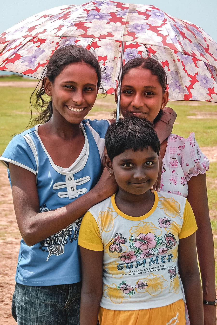 Sri Lankan kids on the Galle Face in Colombo, Sri Lanka.