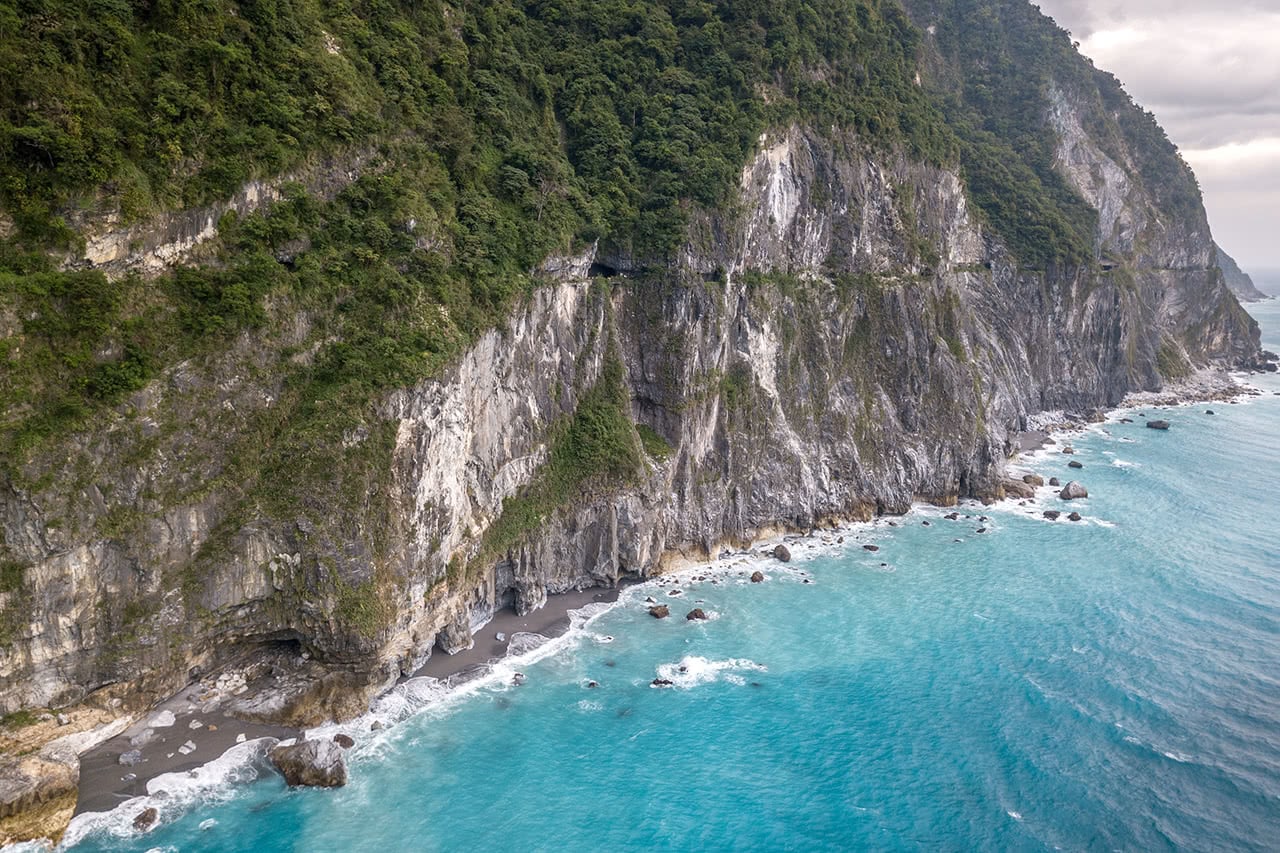 Drone photo of Qingshui Cliff in Taroko, Taiwan.