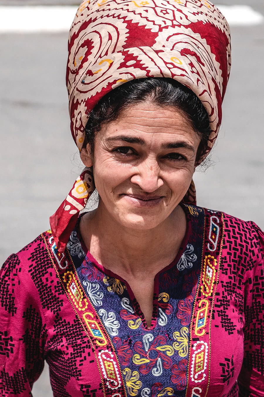 A Turkmen woman outside the Kow Ata underground lake.