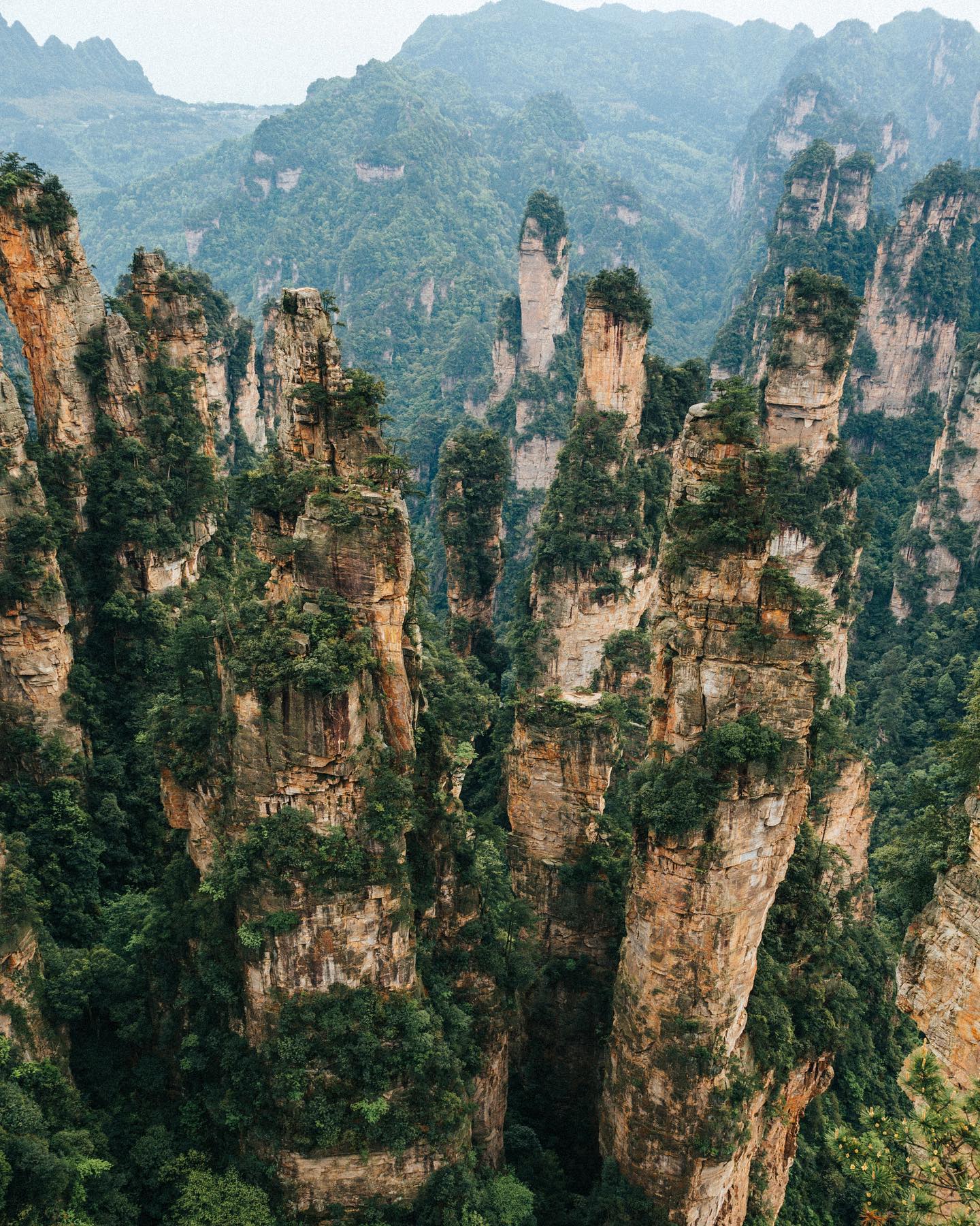 The most epic views I’ve seen are surely at Zhangjiajie National Forest Park in Hunan, China.  You can literally see vistas like this for 3 days straight.